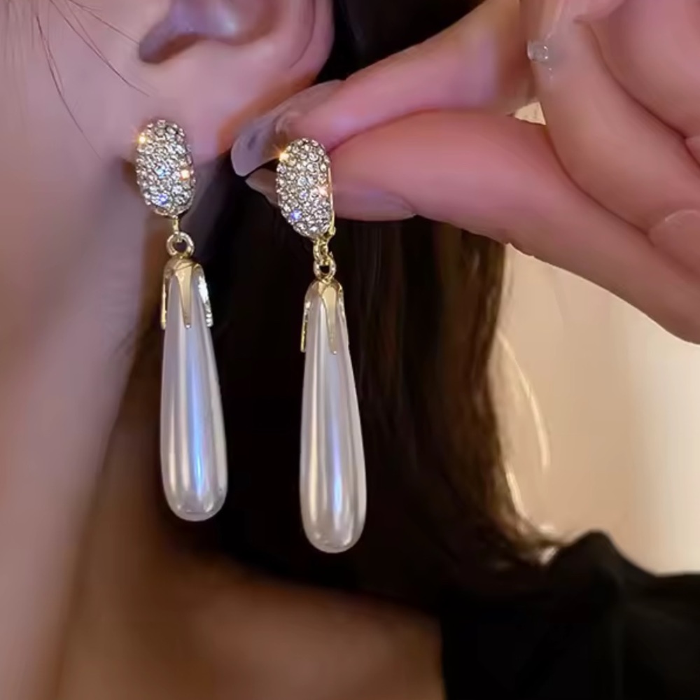 Gold and Pearl Drop Earrings
